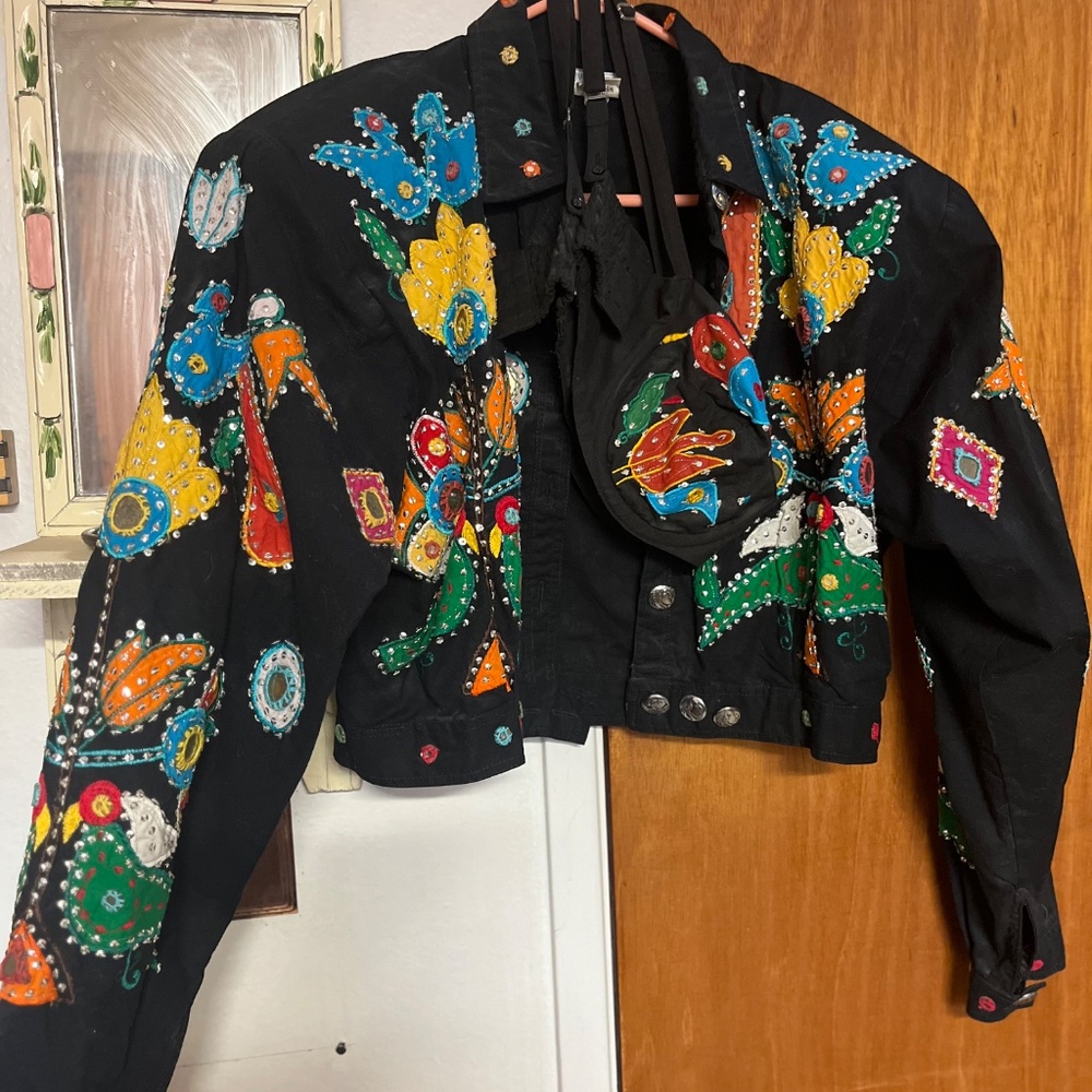 Mirrored Sequined Multi Colored Jacket And Bustier - image 2